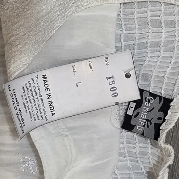 New Camaieu Dress Womans Sz Large Cotton Made In India White Lined Bohemian - Picture 7 of 11